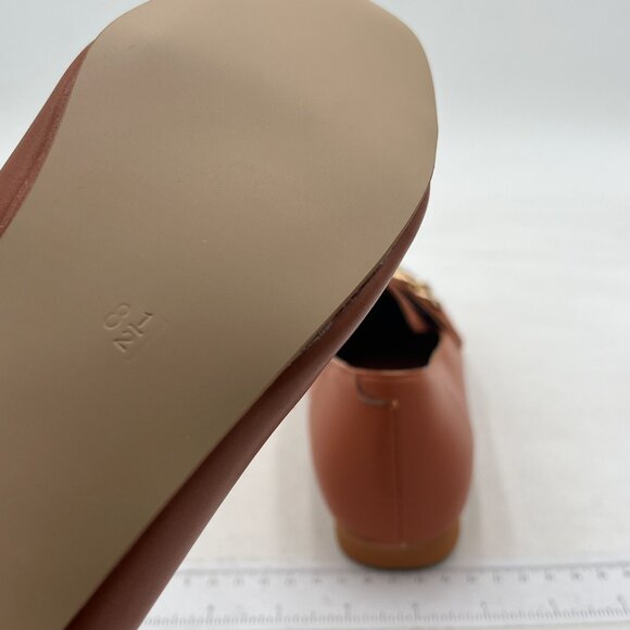 FYS Brown Closed Toe Loafer Flats No Heel Loafers with Gold Chain Walking Shoes - Picture 6 of 8